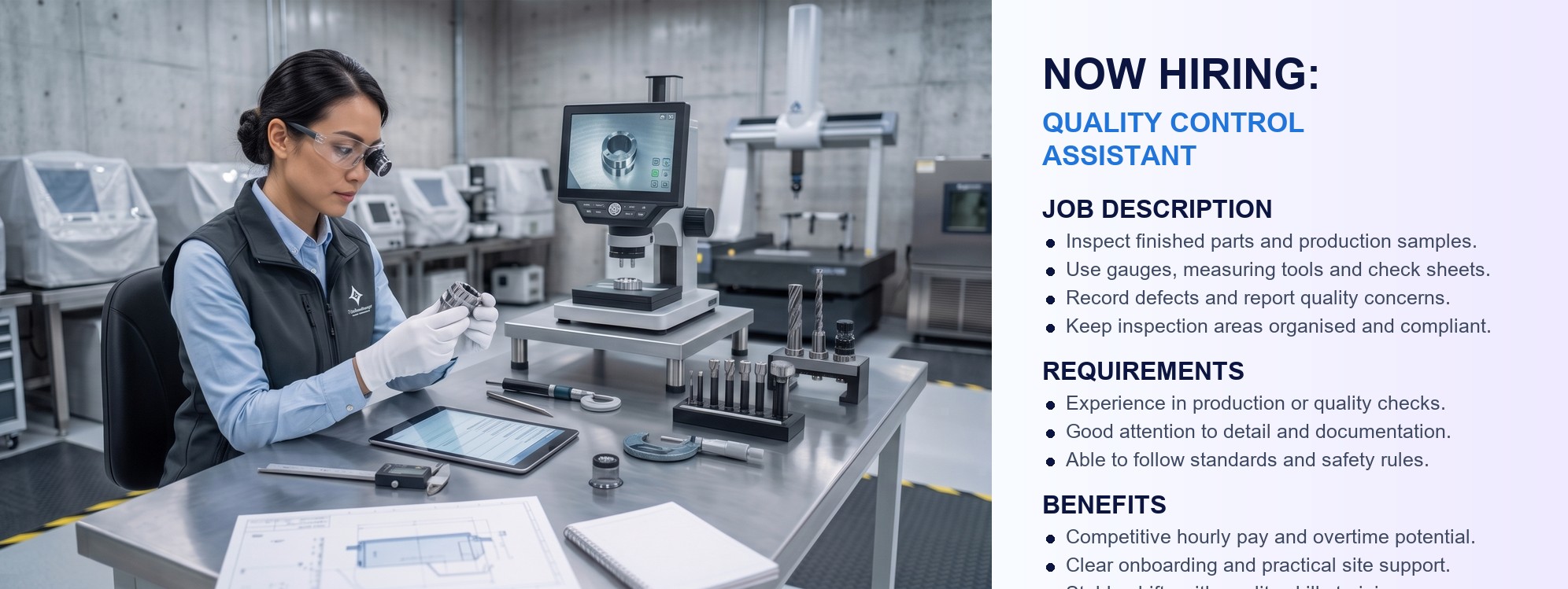 Quality Control Assistant advert image